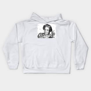 HANNAH ARENDT ink portrait .1 Kids Hoodie